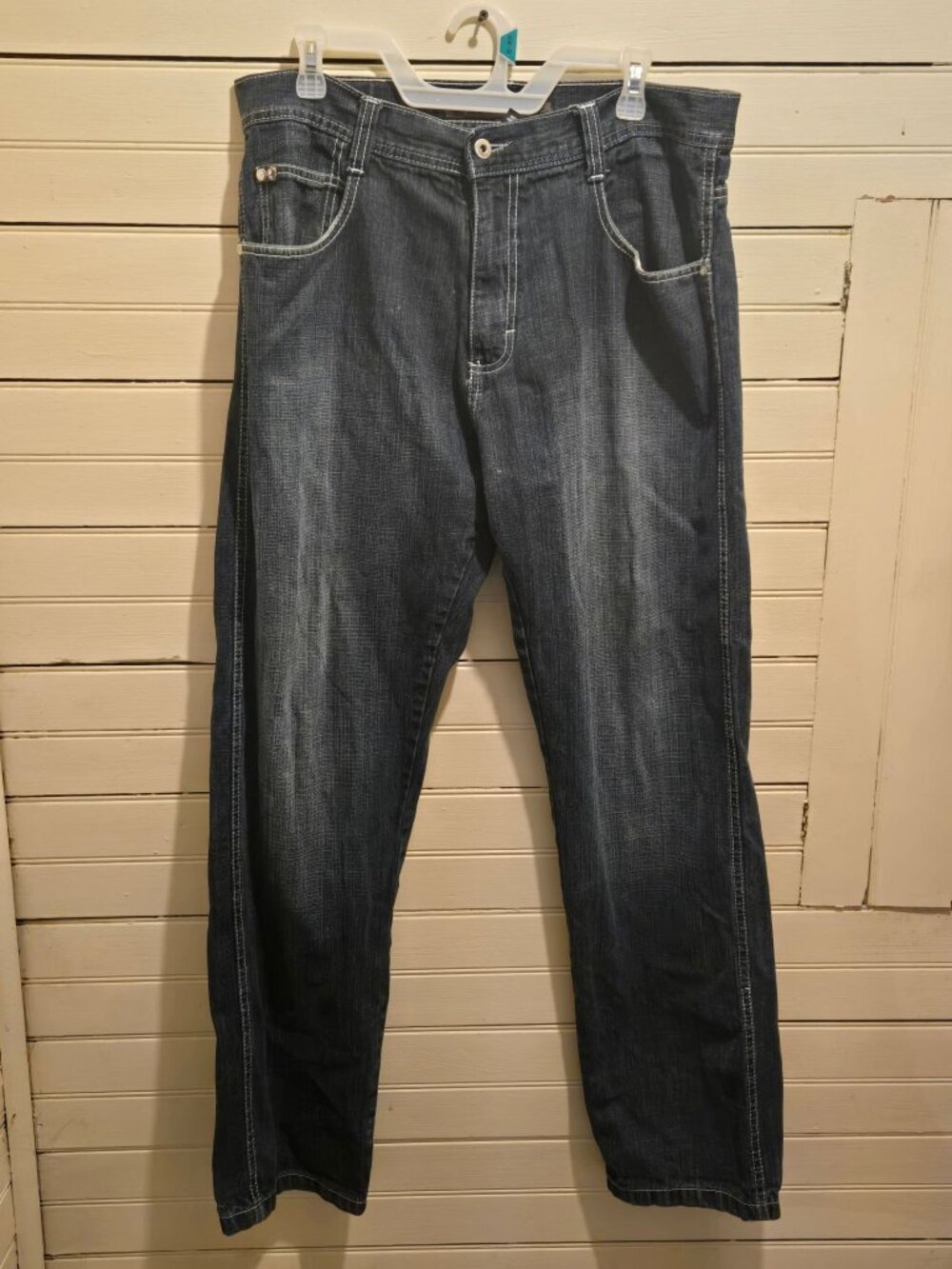 Southpole Jeans Mens 36X34 Dark Wash Straight Leg Casual Denim Pants Rivet